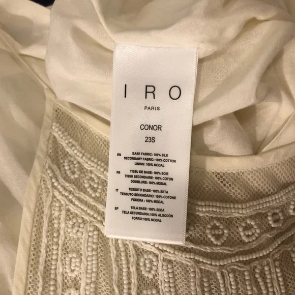 IRO cream beaded silk handcrafted dress size 36